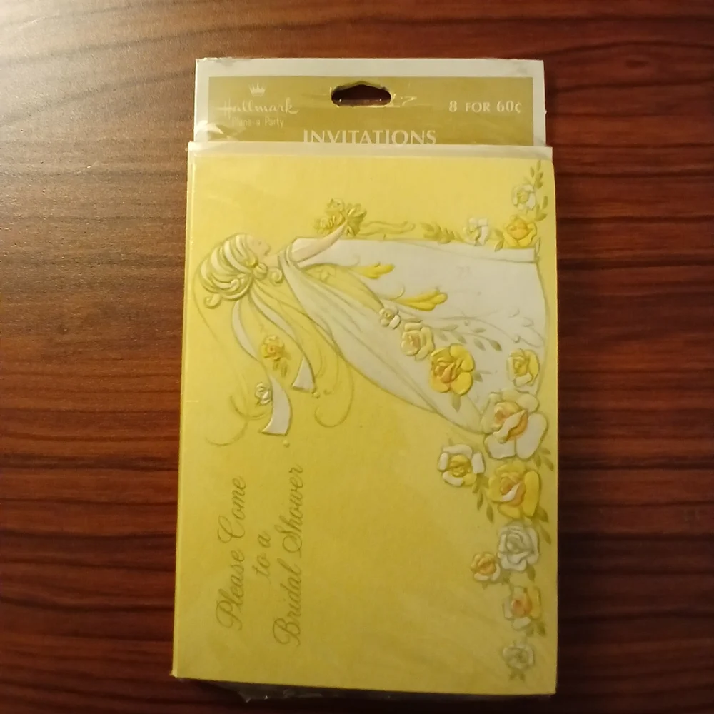 Vintage 70s Hallmark Bridal Party Invitations Laurel New Sealed 18 card envelope